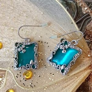 Elegant Silver and Teal Earrings